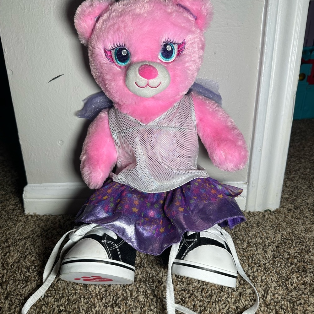 Pink and Purple Teddy Bear with Sneakers Build A Bear Fairy Friends